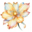 Cosmo flower with opal gemstone. Chrysanthemum flower with blue topaz tattoo tattoo design idea