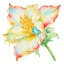 Cosmo flower with opal gemstone. Chrysanthemum flower with blue topaz tattoo tattoo design idea