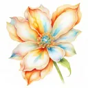 Cosmo flower with opal gemstone. Chrysanthemum flower with blue topaz tattoo tattoo design idea