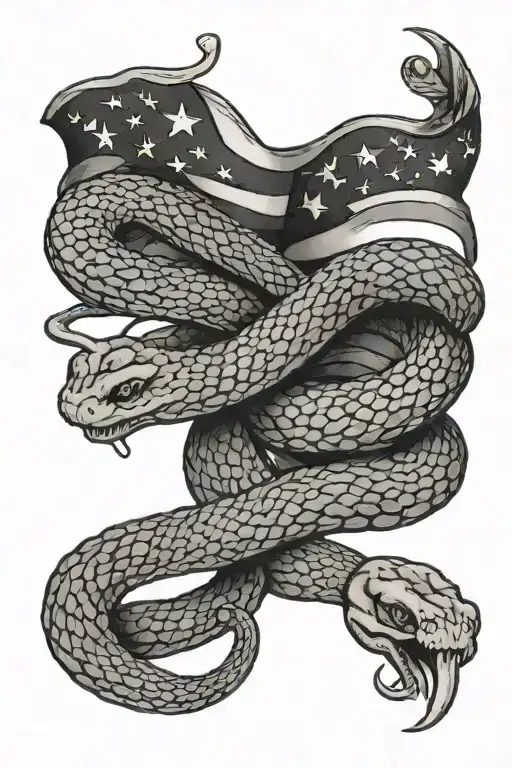 Traditional american us flag 1776 mgadsden snake tattoo design idea