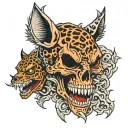 skull and devil and hyena tattoo design idea