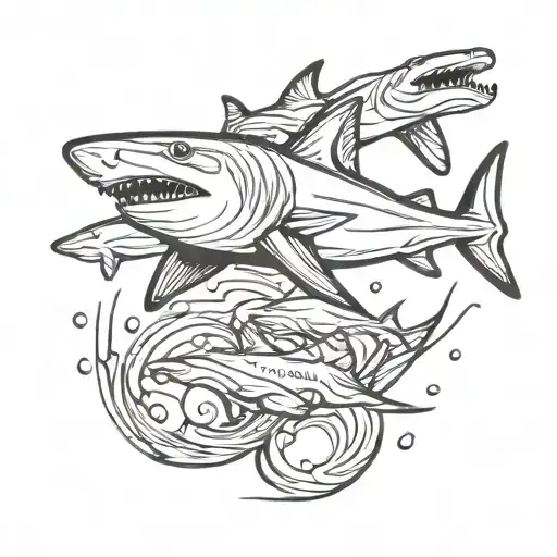 shark swimming tattoo design idea