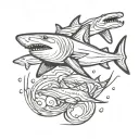 shark swimming tattoo design idea