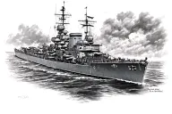 German Battleship, Bismarck tattoo design idea