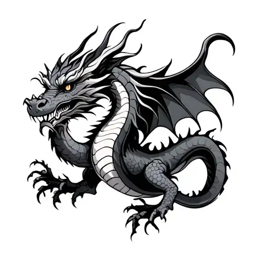 eastern and western dragon linked together  tattoo design idea