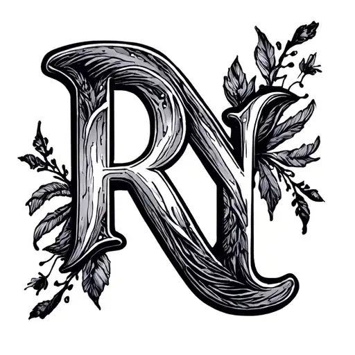 letter R and n  to show ownership in bdsm tattoo design idea