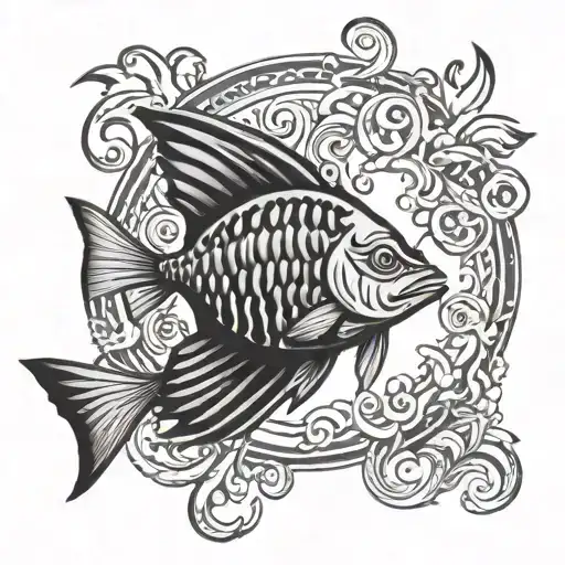 fiji  fish family crest tattoo design idea