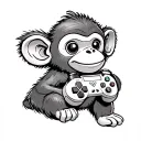 A cute monkey holding a gaming controller tattoo design idea