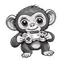 A cute monkey holding a gaming controller tattoo design idea