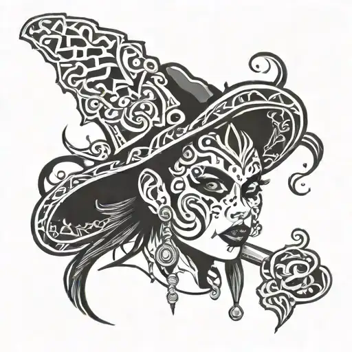  a juggalette with intricate face paint and a hatchet necklace tattoo design idea