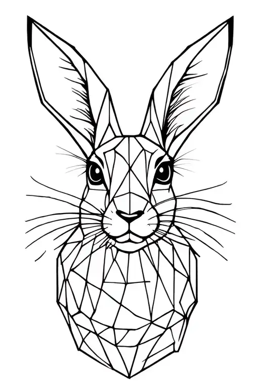 hare polygon running tattoo design idea