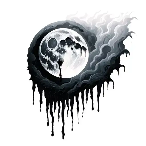 Moon cries and fog tattoo design idea