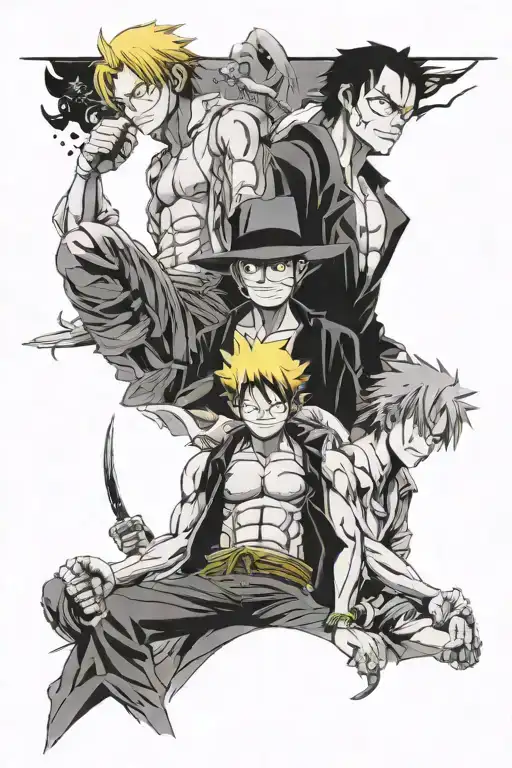 luffy zoro and sanji one piece tattoo design idea