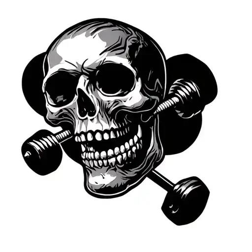 barbell skull tattoo design idea