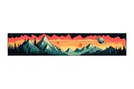 Mountain Scene with planets tattoo design idea