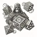risk taker dice god holding tattoo design idea