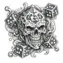 risk taker dice god holding tattoo design idea