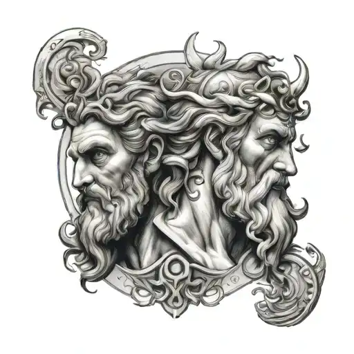 zeus y poseidon tattoo design idea