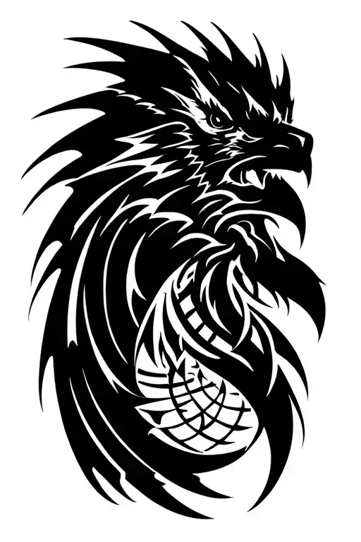 raven viking dragon runes tattoo tattoo design idea