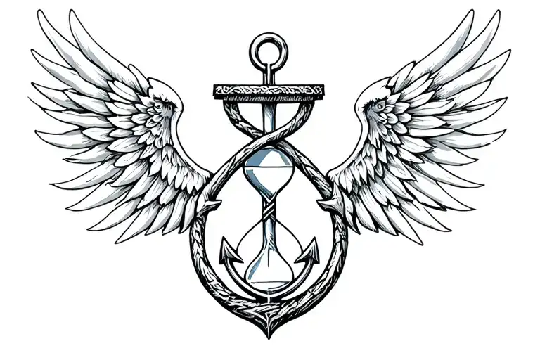 tree of life, hourglass, celtic anchor, and wings all intertwined  tattoo design idea