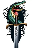 alligator samurai sword tattoo design idea