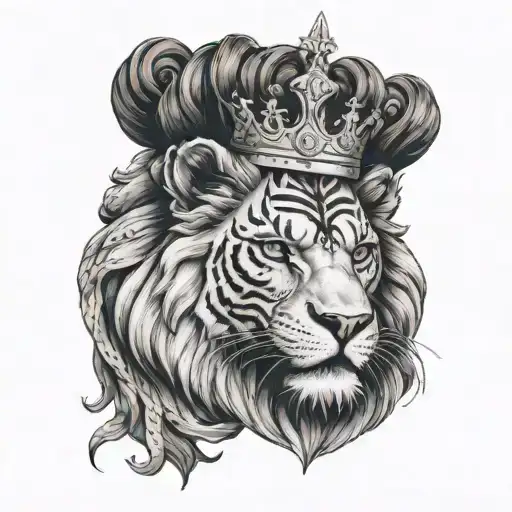 Hisoka with a lion wearing a crown tattoo design idea