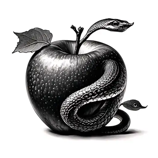 poison tree snake apple tattoo design idea