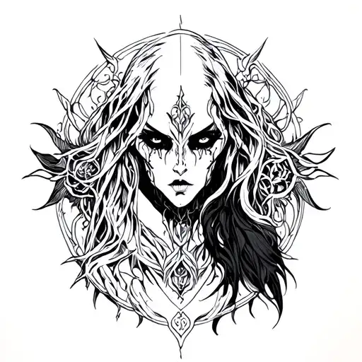 eris morn and crota gothic style tattoo design idea