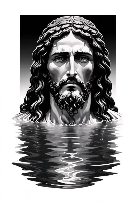 Jesus reflection in water tattoo design idea