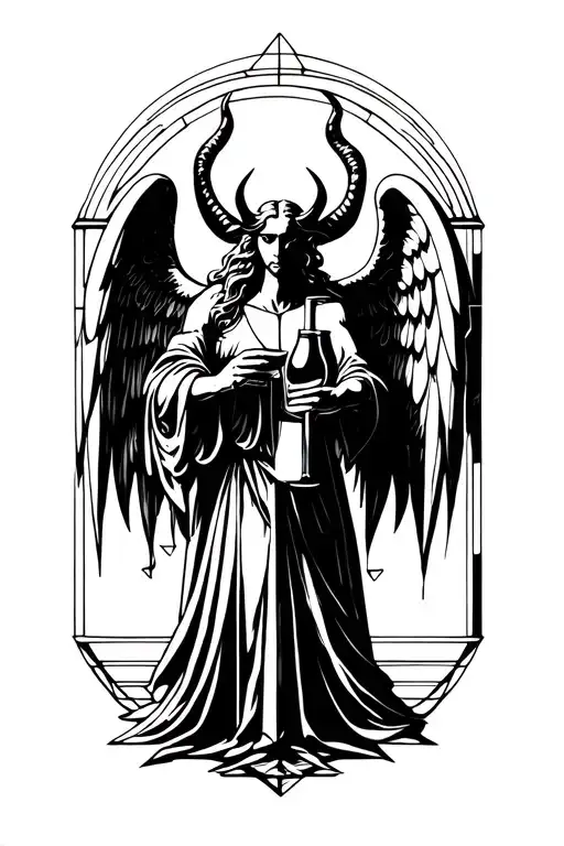 The devil who pours wine for the angel tattoo design idea