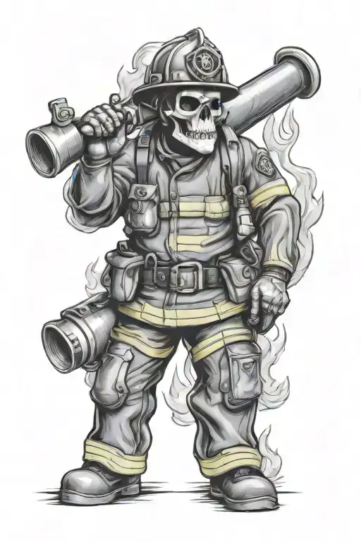 firefighter skull tattoo design idea