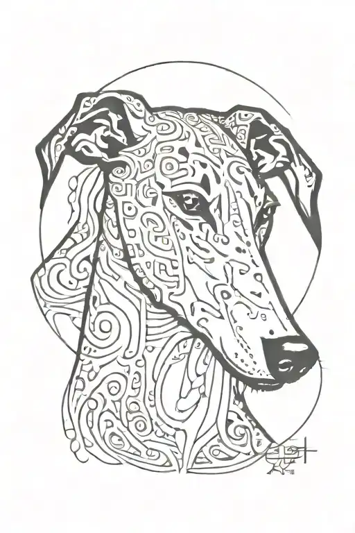 06/11/2001 and gemini zodiac symbol formed greyhound face tattoo design idea