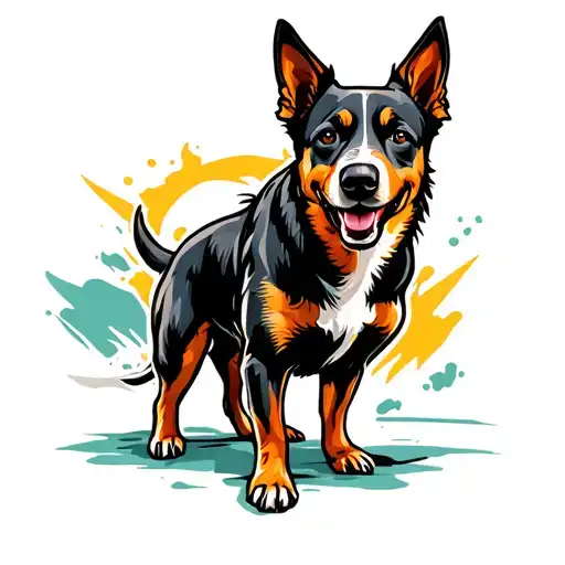 Australian Cattle Dog as a Fu Dog tattoo design idea