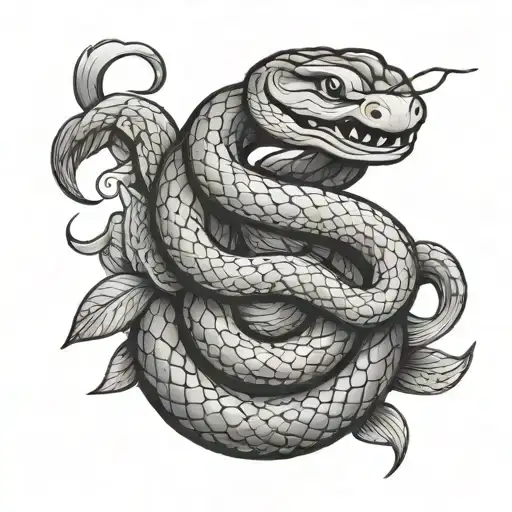 japanese style snake tattoo design idea