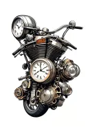 Mark 23.04.2009, Leonardo 14.08.2023 Clocks, gears,  Harley Davidson evo engine, Harley Davidson motorcycle parts tattoo design idea