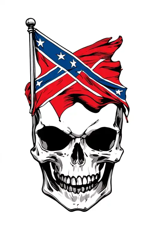 skull and confederate flag flying tattoo design idea