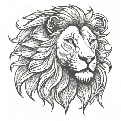 A lion's head with a heart-shaped mane, symbolizing the fierce loyalty and love for family tattoo design idea