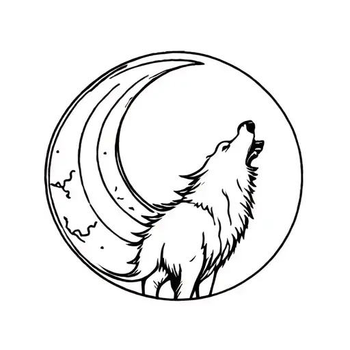 wolf howling at the moon tattoo design idea
