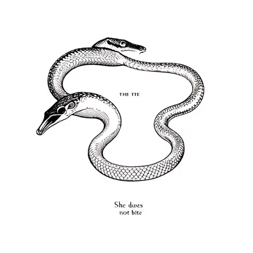 snake, the inscription she does not bite tattoo design idea