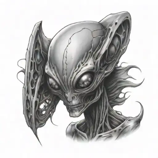 alien face tattoo design idea
