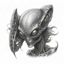 alien face tattoo design idea