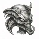 alien face tattoo design idea