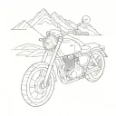 Description: Central Element: A detailed motorcycle, symbolizing the adventurous spirit. Background: A desert landscape tattoo design idea