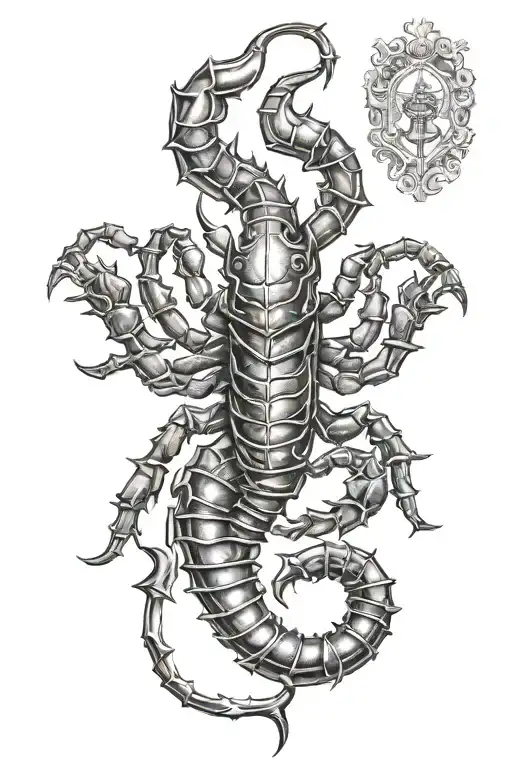 scorpion with dagger piercing tattoo design idea