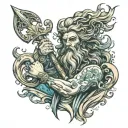Poseidon holding a trident tattoo design idea