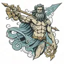 Poseidon holding a trident tattoo design idea