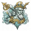 Poseidon holding a trident tattoo design idea