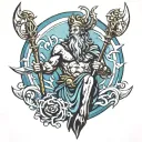 Poseidon holding a trident tattoo design idea