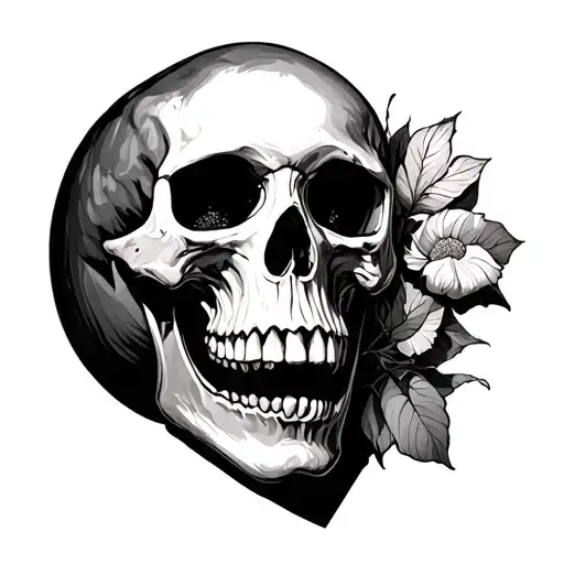 peach that turns into a skull tattoo design idea