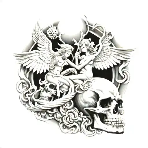 heaven vs hell tattoo design idea